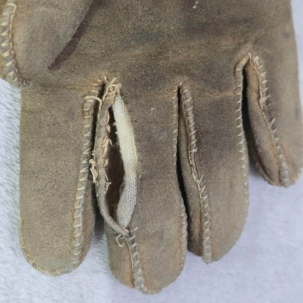 Vintage Women's Sta-Soft Buckskin Gloves‎ S Taupe Suede Sherpa Lined